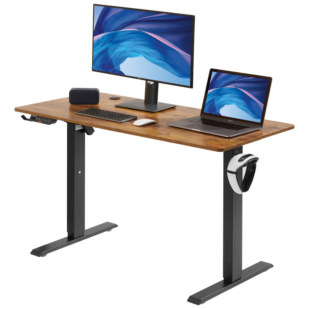 VEVOR Height Adjustable Desk, 47.2 x 23.6 in（1.2m*0.6m）, 3-Key Modes Electric Standing Desk, Whole Piece Desk Board, Sturdy Dual Metal Frame, Max. Loading 180 LBS Computer Sit Stand up Desk, for Home and Office - SJPBZPBMM120626IPV1