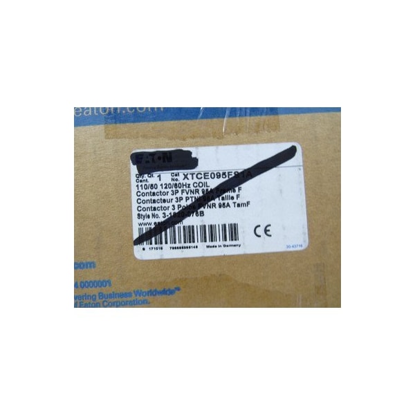 CONTACTOR IEC Eaton XT, 95A, MONTADO EN EL LATERAL, 110 VCA 50 HZ, 120 VCA 60 HZ, 1NA-1NC - XTCE095FS1A