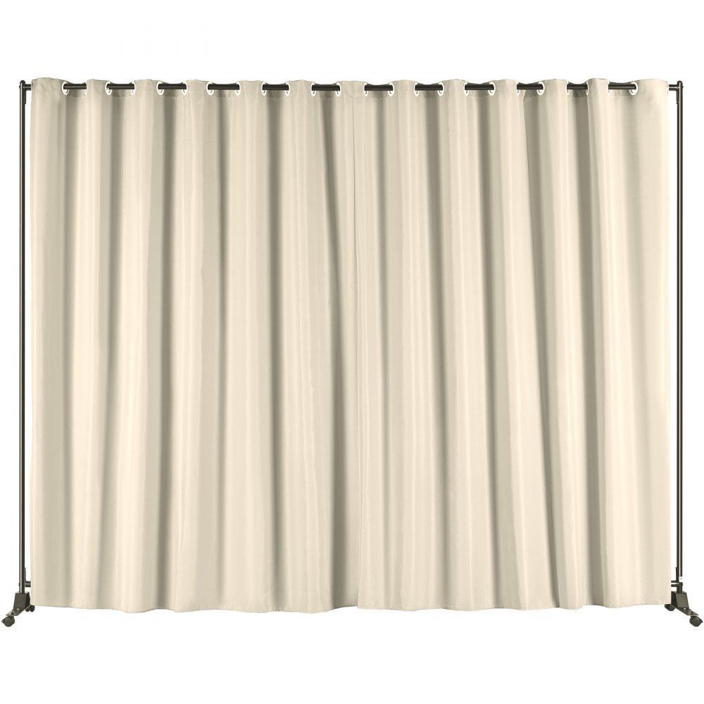 VEVOR Room Divider, 8 ft x 10 ft Portable Panel Room Divider with Wheels Curtain Divider Stand, Room Divider Privacy Screen for Office, Bedroom, Dining Room, Study, Beige - BLP196120INCH6O2HV0