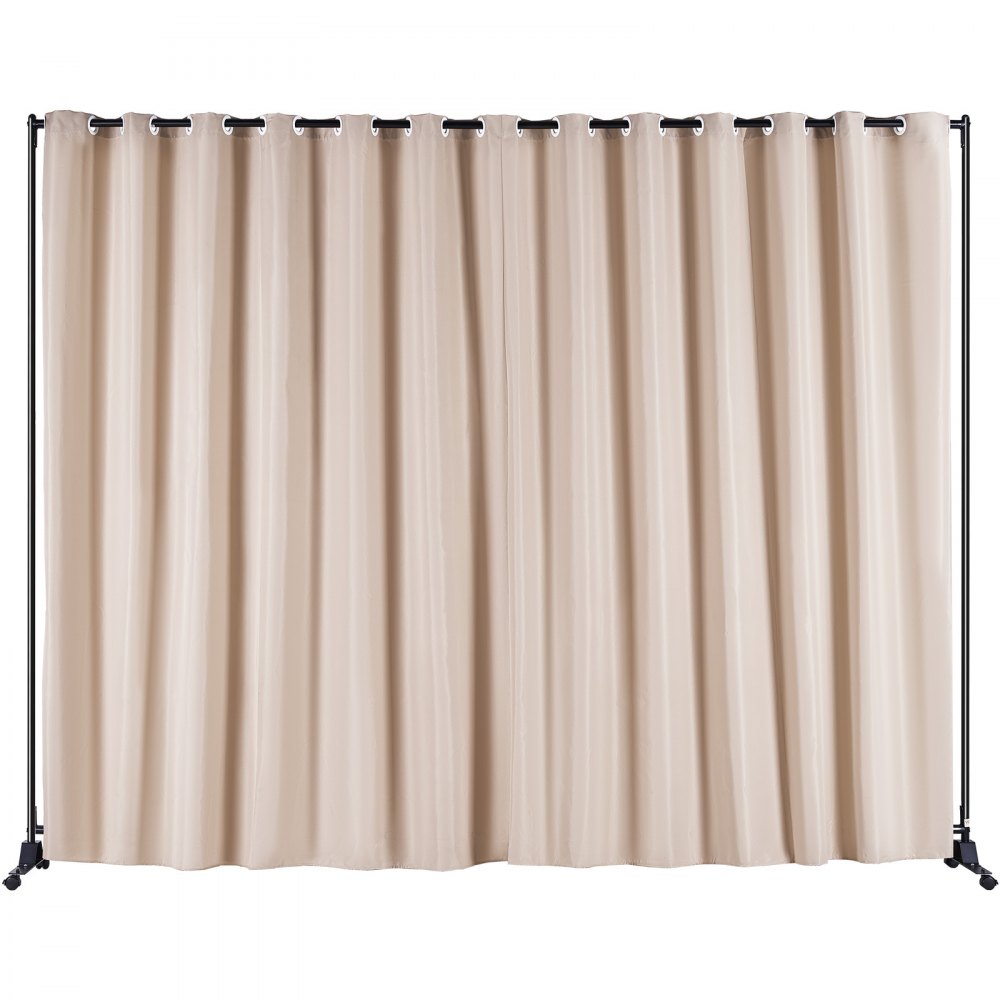 VEVOR Room Divider, 8 ft x 10 ft Portable Panel Room Divider with Wheels Curtain Divider Stand, Room Divider Privacy Screen for Office, Bedroom, Dining Room, Study, Khaki - BLP196120INCHJCYWV0