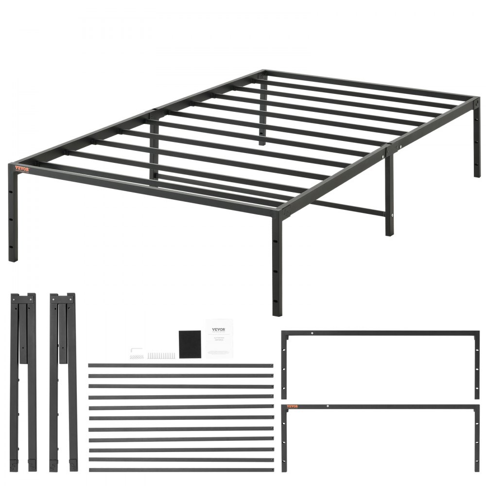 VEVOR 14 Inch Twin Metal Bed Frame Platform, No Box Spring Needed, Embedded Mattress Foundation with Steel Slat Support, Easy Assembly, Noise Free - PTCJ14YCTWIN1ZTY0V0