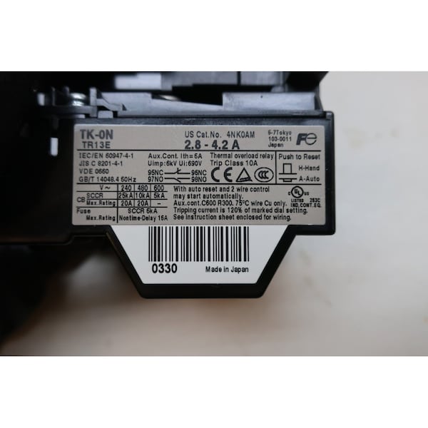 Interruptor magnético de 2.8-4.2A Amp 110-120/120-130V-AC Starter de voltaje completo - SW-0/2E de Fuji Electric.