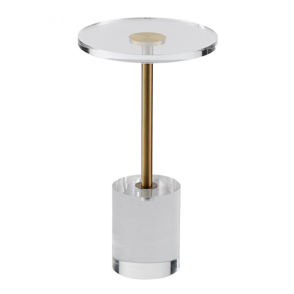 VEVOR Clear Acrylic End Table, Acrylic Side Table with a Solid Base, 11.9 x 11.9 inch Round Tabletop, 21.4 inch High, for Coffee, Drink, Food, Snack used in Living Room, Bedroom, and Study - YKLBZYXTMSDGZLXAPV0
