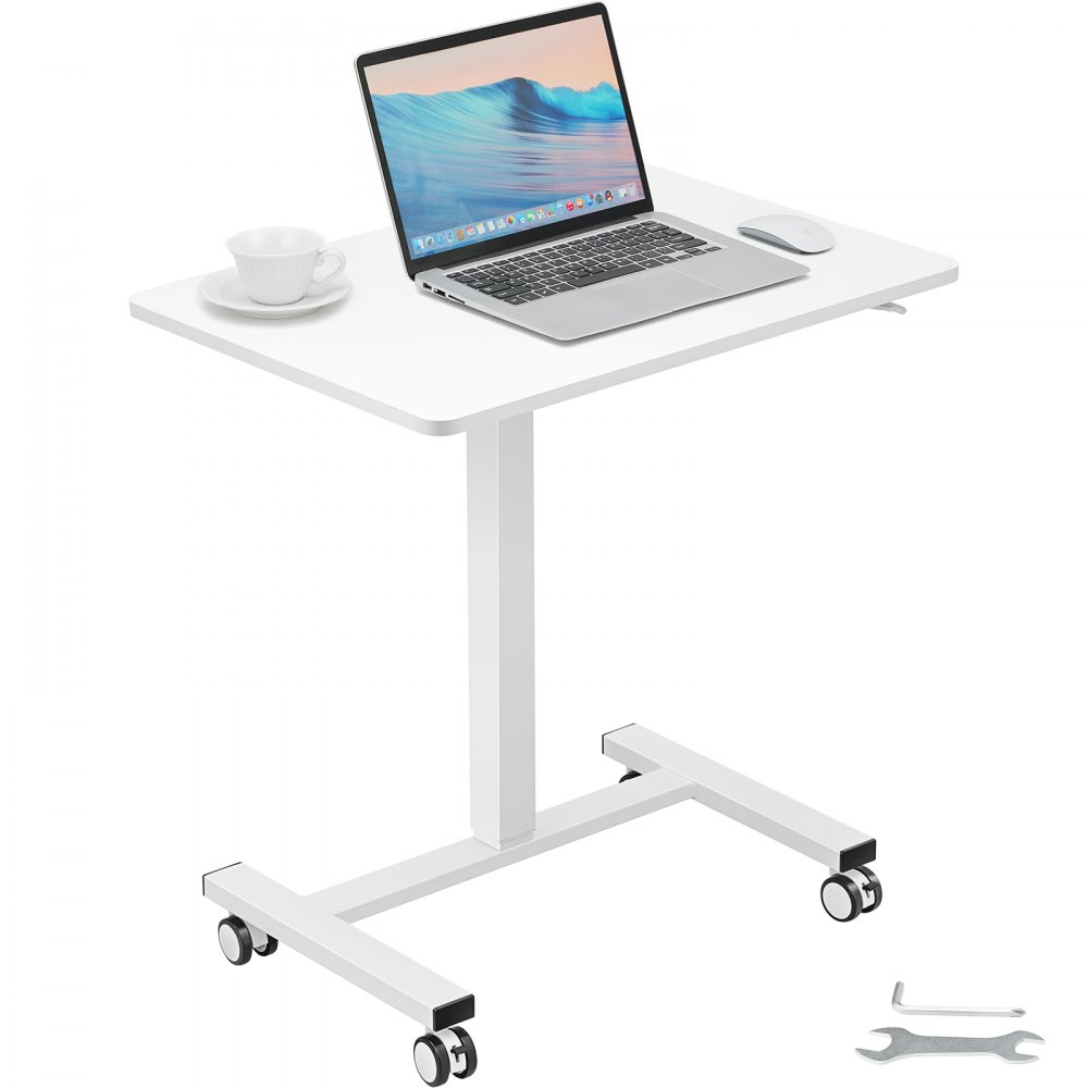 VEVOR Mobile Standing Desk, 28"-44" Gas-Spring Height Adjustable Sit-Stand Desk, 4 360° Swivel Wheels (2 Lockable) Portable Rolling Laptop Table Computer Cart for Home Office School, 40LBS Loading - DCDGSJBGZ28XMML6LV0