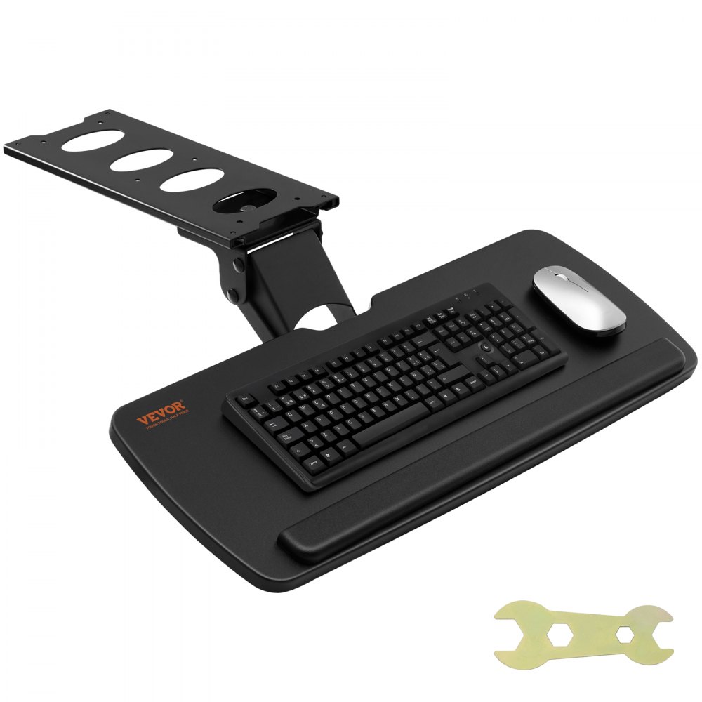 VEVOR Keyboard Tray under Desk Adjustable Height, Height and Angle Adjustable under Desk Keyboard Tray Slide out, Large 25x9.8 inch Keyboard Holder under Desk for Typing in Home, Office Work - JPBMDF0000000AC01V0