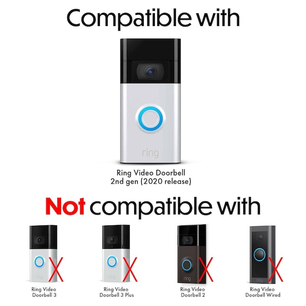 Wasserstein Premium Solar Charger, Weatherproof, for Ring Video Doorbell 2nd Gen - RingDBSecSolarSPremBlkUS