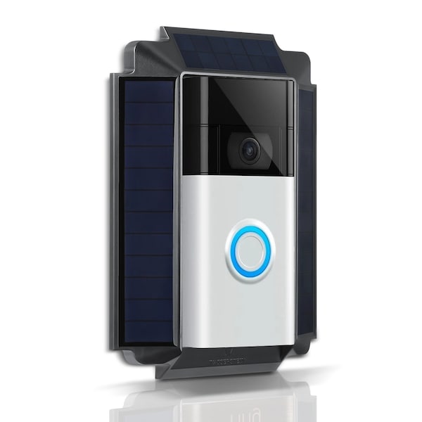 Wasserstein Premium Solar Charger, Weatherproof, for Ring Video Doorbell 2nd Gen - RingDBSecSolarSPremBlkUS