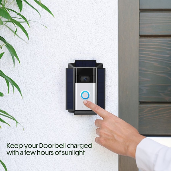 Wasserstein Premium Solar Charger, Weatherproof, for Ring Video Doorbell 2nd Gen - RingDBSecSolarSPremBlkUS
