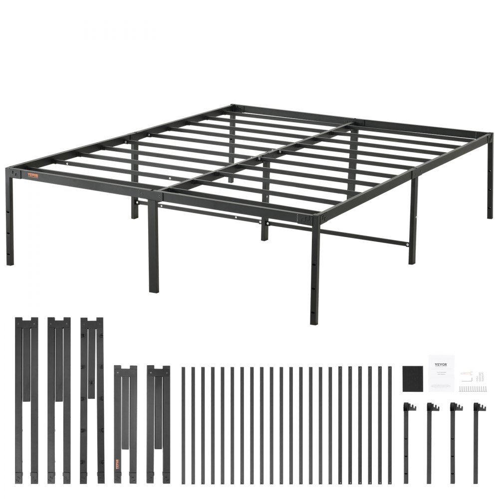 VEVOR 18 Inch Queen Metal Bed Frame Platform, No Box Spring Needed, 1500 lbs Loading Capacity Embedded Heavy Duty Mattress Foundation with Steel Slat Support, Easy Assembly, Noise Free - PTCJ18YCQUEEMI3CHV0