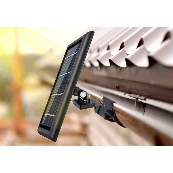 Wasserstein Gutter Mount, for Ring, Arlo, Blink, Reolink Cams, Compatible, Solar Panels, Black - GutterSolarBlkUSA