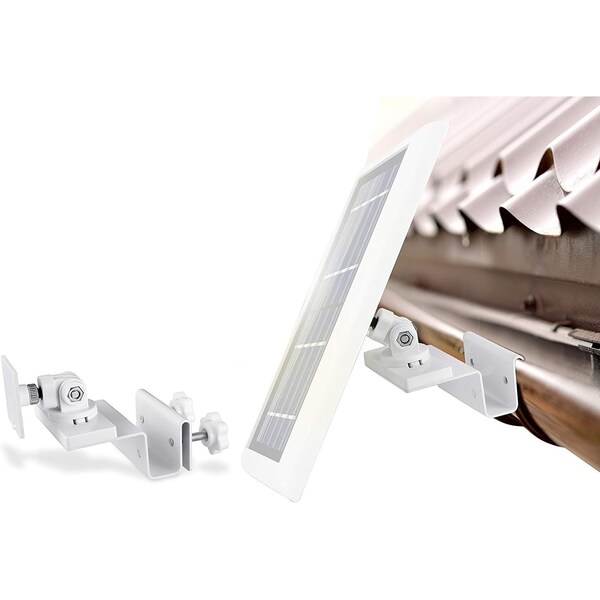 Wasserstein Gutter Mount, for Ring, Arlo, Blink, Reolink Cams, Compatible Solar Panels, White - GutterSolarWhtUSA