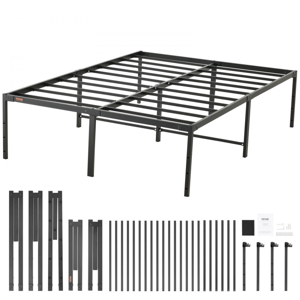 VEVOR 18 Inch Full Metal Bed Frame Platform, No Box Spring Needed, 1500 lbs Loading Capacity Embedded Heavy Duty Mattress Foundation with Steel Slat Support, Easy Assembly, Noise Free - PTCJ18YCFULLP61B5V0