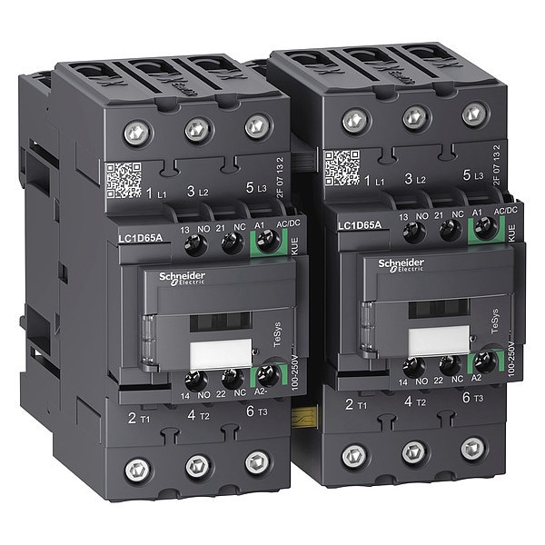Contactor Magnético IEC Schneider Electric, 3 Polos, 100 a 250 V CA/CD, 65 A, Reversión: Sí - LC2D65AKUE