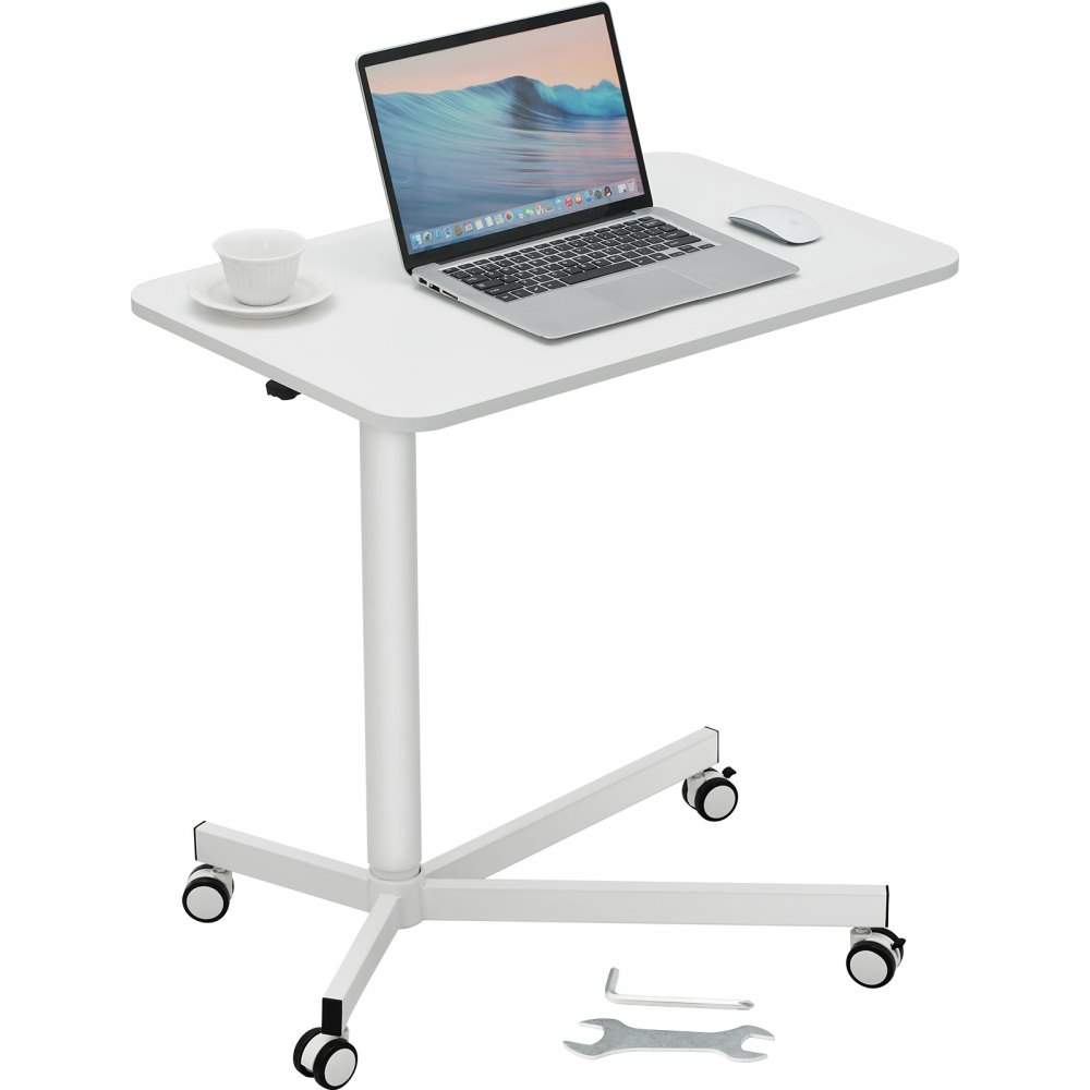 VEVOR Mobile Standing Desk, 28.5"-44.2" Gas-Spring Height Adjustable Sit-Stand Desk, 360° Swivel Wheels (2 Lockable) Portable Rolling Laptop Table Computer Cart for Home Office School, 44LBS Loading - DCDGSJBGZ29XOCYRPV0