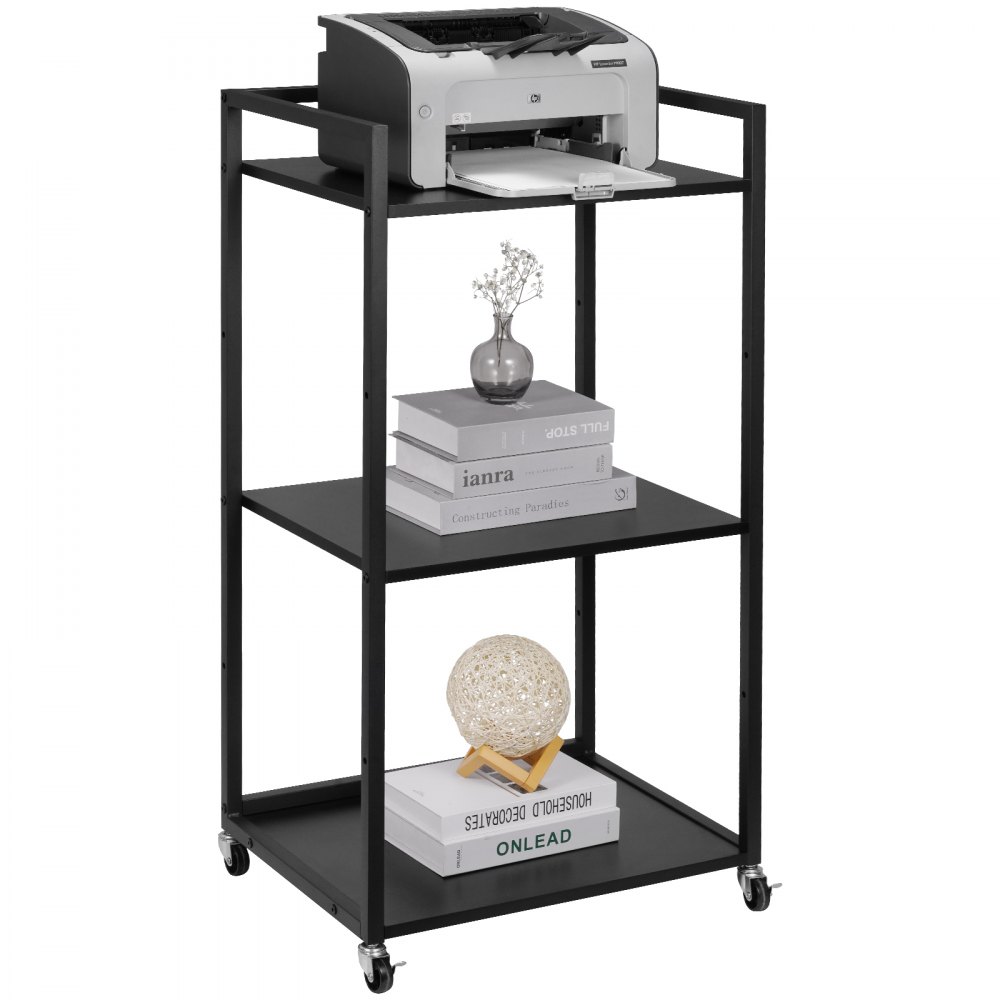 VEVOR Printer Stand with Wheels, Height Adjustable 3 Tier Printer Stand, Printer Cart with Storage Shelves for Printer, Scanner, Fax, Home Office Use, CARB Certified, Black - ZJKDYJZ3100CML7Q9V0