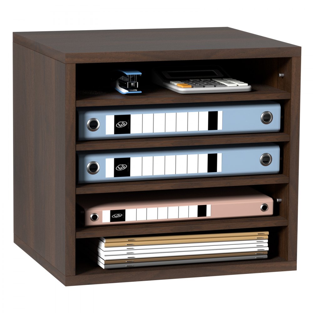 VEVOR Literature Organizers, 5 Compartments Office Mailbox with Adjustable Shelves, Wood literature sorter 13.9x12x13 inches for Office, Home, Classroom, Mailrooms Organization, EPA Certified, Brown - MZWJZLFPJBHB5IQZ7V0