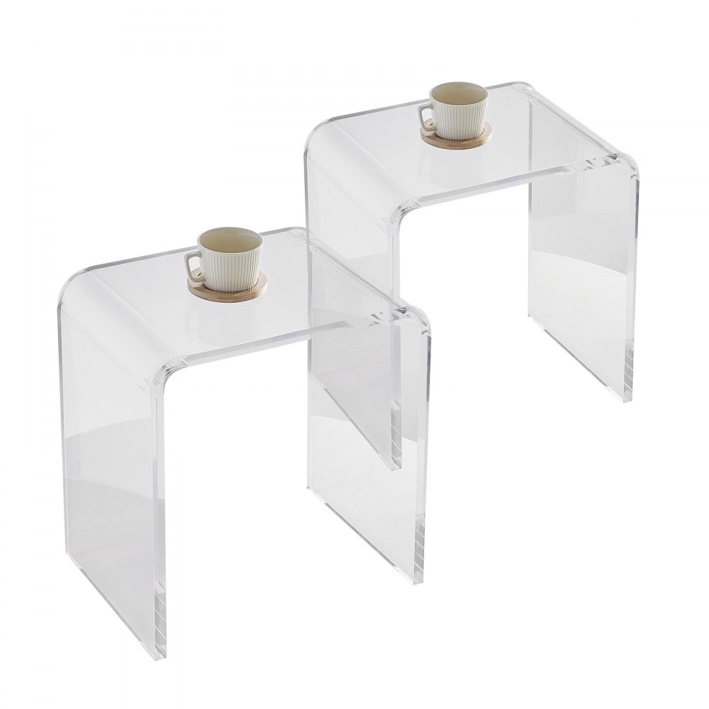 VEVOR Acrylic End Table, 2 pcs C-Shaped Lucite Side Tables, Clear Acrylic Side Table for Drink, Food, Snack used in Living Room, Bedroom, and Study - YKLBZXTMSLGZUJFPMV0