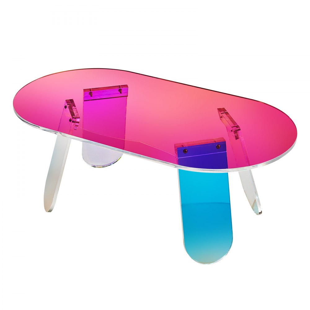 VEVOR Acrylic Coffee Table, Iridescent Acrylic End Table, 13.8 inch high Colorful Acrylic Side Table, for Coffee, Drink, Food, Snack used in Living Room, Courtyard, Terrace - YKLKFZTYXXCSDUW2OV0