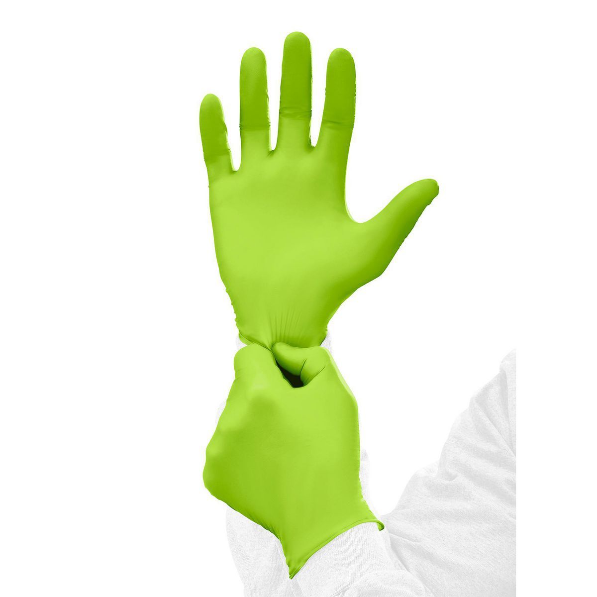 Guantes de nitrilo sin polvo Hardy de 5 mil, paquete de 100, tamaño grande, verde - 56922
