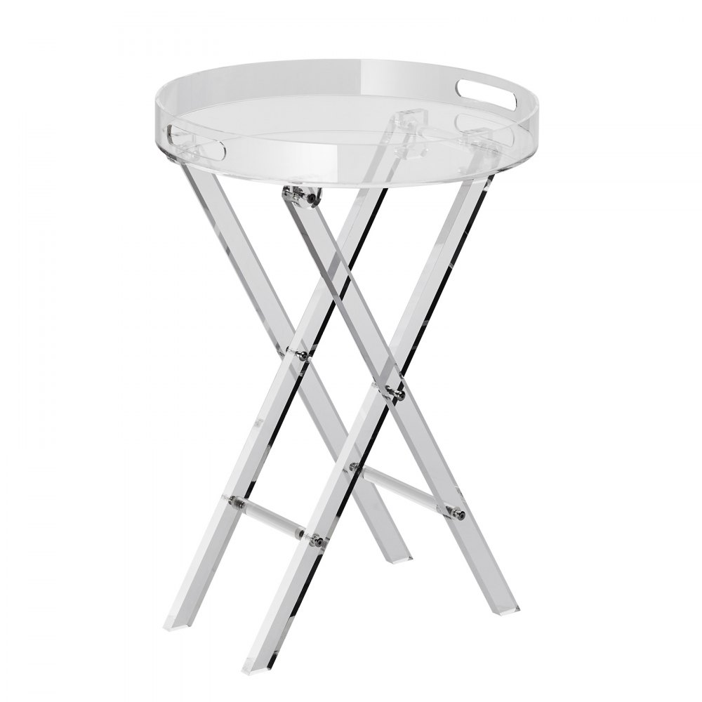VEVOR Acrylic Folding Tray Table, Acrylic End Table with Folding X Leg, Clear Acrylic Side Table for Coffee, Drink, Food, Snack used in Living Room, Bedroom, and Study - YKLBZXTMSDGZXFK70V0