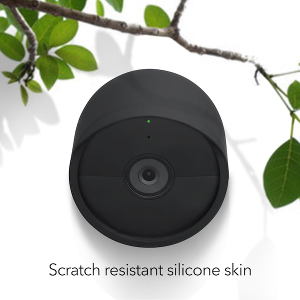 Wasserstein Silicone Case, Protective Cover, for Google Nest Cam Outdoor or Indoor, Battery, Black - NestCamSkinBlkUS