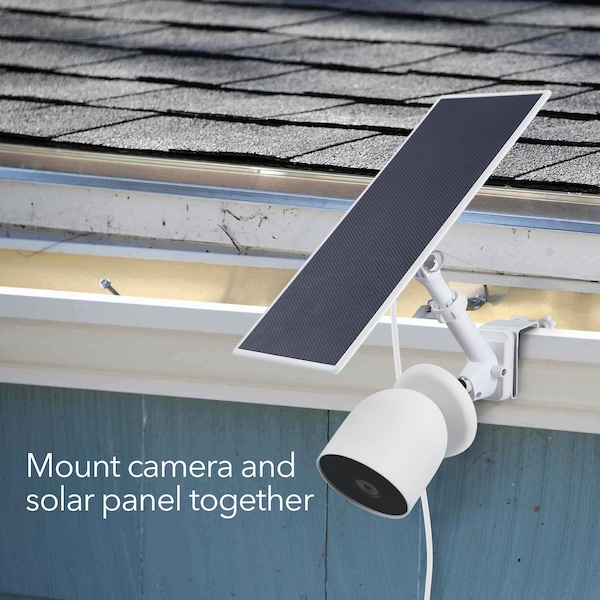 Wasserstein 2-in-1 Camera Gutter Mount, for Google Nest Cam Battery, and Compatible Solar Panel, White - NestCamOutGutterWhtUS