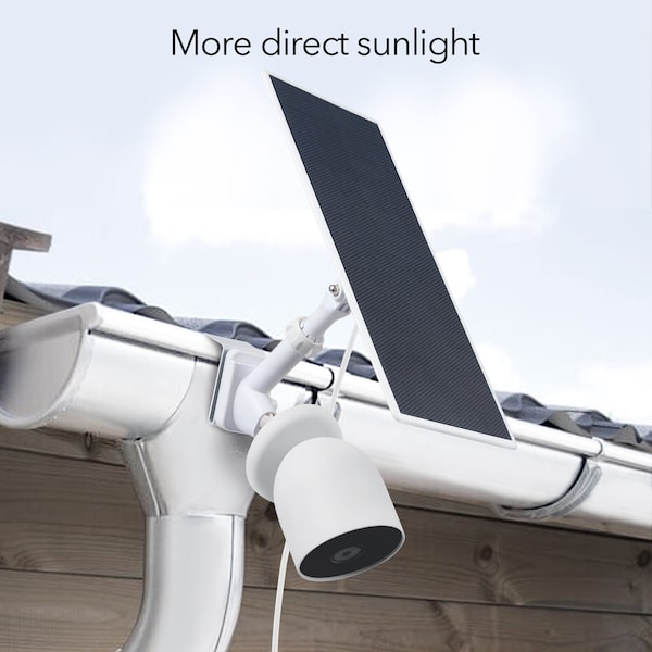Wasserstein 2-in-1 Camera Gutter Mount, for Google Nest Cam Battery, and Compatible Solar Panel, White - NestCamOutGutterWhtUS