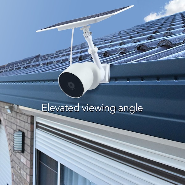 Wasserstein 2-in-1 Camera Gutter Mount, for Google Nest Cam Battery, and Compatible Solar Panel, White - NestCamOutGutterWhtUS