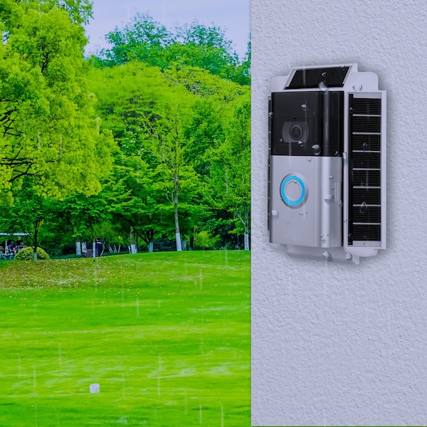 Wasserstein Solar Charger Mount, for Ring Video Doorbell 3, 3 Plus and 4, 5V, 0.6W, White - RingDB3SolarCharWhtUS