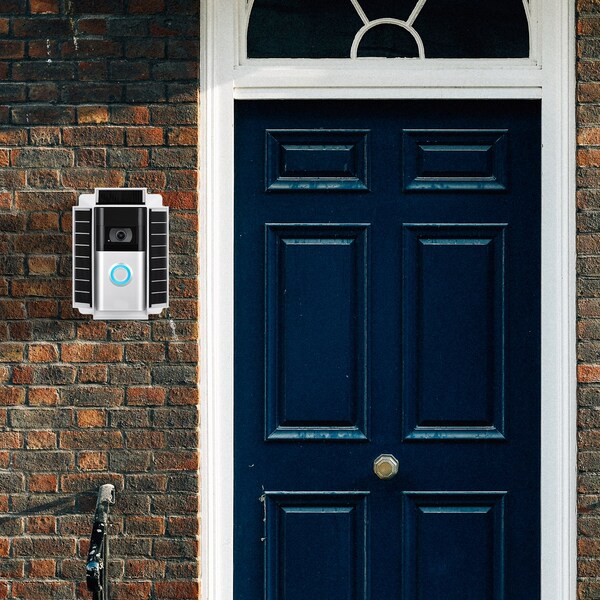 Wasserstein Solar Charger Mount, for Ring Video Doorbell 3, 3 Plus and 4, 5V, 0.6W, White - RingDB3SolarCharWhtUS