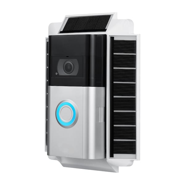 Wasserstein Solar Charger Mount, for Ring Video Doorbell 3, 3 Plus and 4, 5V, 0.6W, White - RingDB3SolarCharWhtUS