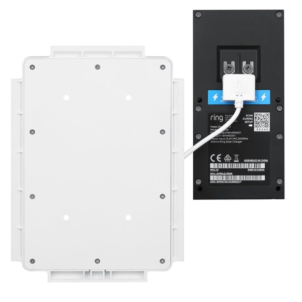 Wasserstein Solar Charger Mount, for Ring Video Doorbell 3, 3 Plus and 4, 5V, 0.6W, White - RingDB3SolarCharWhtUS