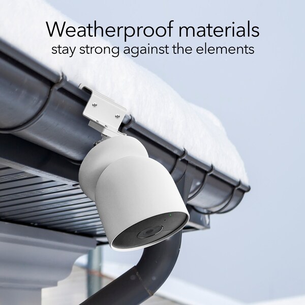 Wasserstein Camera Gutter Mount, Weatherproof, for Google Nest Cam Battery, White - NestCamGutterMntWhtUS