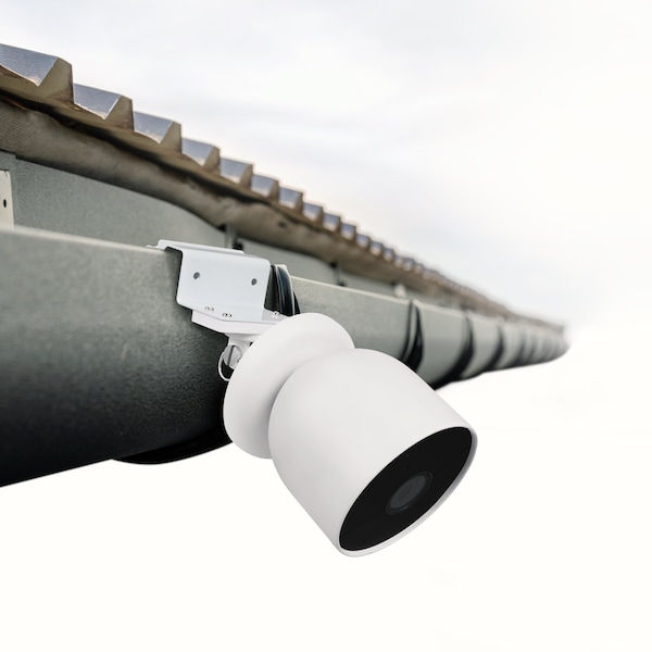 Wasserstein Camera Gutter Mount, Weatherproof, for Google Nest Cam Battery, White - NestCamGutterMntWhtUS