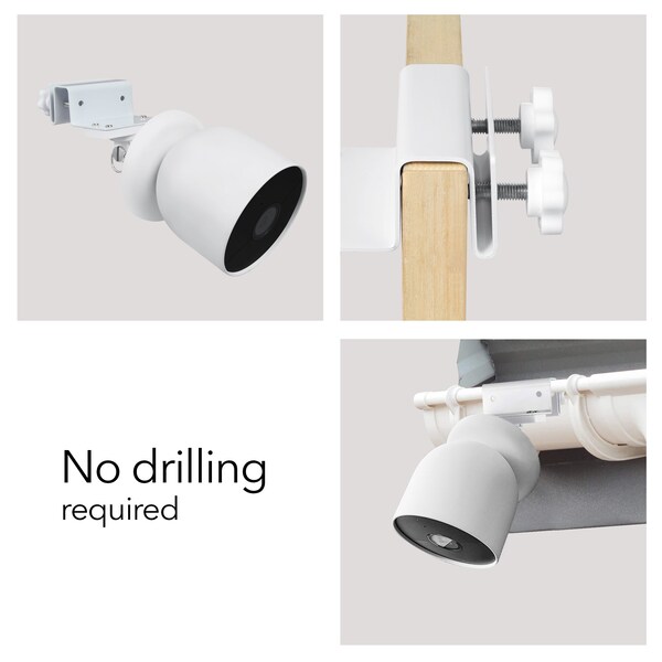 Wasserstein Camera Gutter Mount, Weatherproof, for Google Nest Cam Battery, White - NestCamGutterMntWhtUS