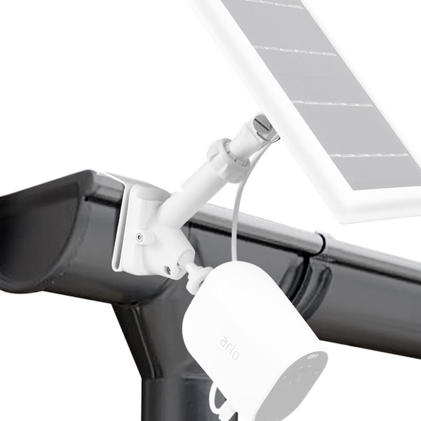 Wasserstein 2-in-1 Universal Camera Gutter Mount, for Wyze, Blink, Ring, Arlo, Eufy Camera, White - UnivGutterMountWhtUS