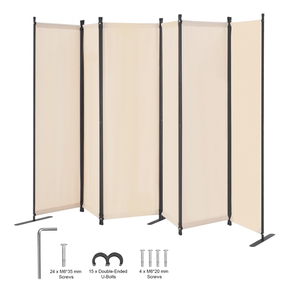 Room Divider 6 Panel Fabric Room Privacy Screen for Office Bedroom Beige - BLFWFGQ6MB22SD7SBV0