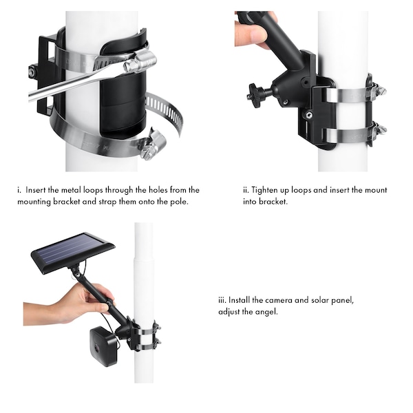 Wasserstein 2-in-1 Universal Camera Pole Mount, for Wyze, Blink, Ring, Arlo, Eufy Camera, Black - UnivPoleMountBlkUS