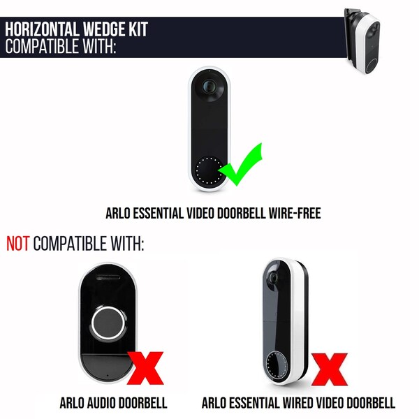 Wasserstein Doorbell Horizontal Wedge Wall Mount, 35 Deg to 55 Deg, for Arlo Essential Video Doorbell Wire-Free - ArloEssDBHorWedgeUS