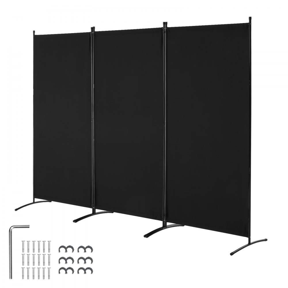 Room Divider 3 Panel Fabric Room Privacy Screen for Office Bedroom Black - BLFWFGQSMB34DAB0VV0