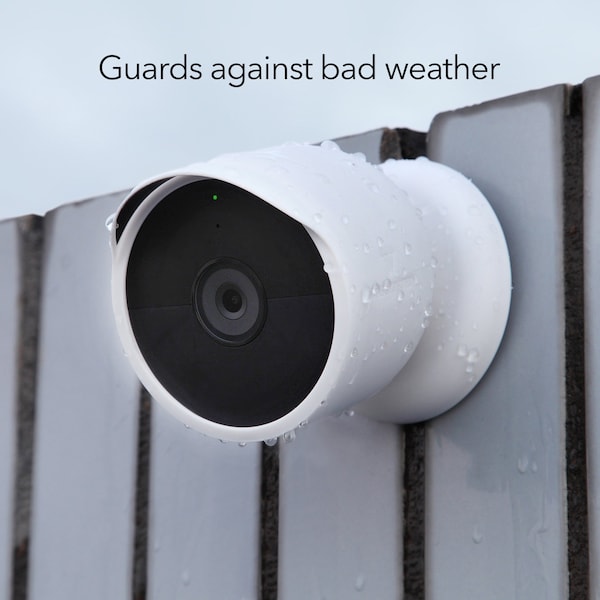 Wasserstein Silicone Case, Protective Cover, for Google Nest Cam Outdoor or Indoor, Battery, White - NestCamSkinWhtUS