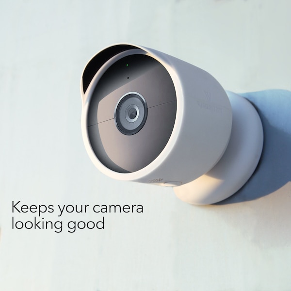 Wasserstein Silicone Case, Protective Cover, for Google Nest Cam Outdoor or Indoor, Battery, White - NestCamSkinWhtUS