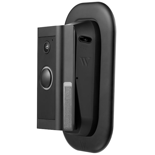 Wasserstein Doorbell Vertical Adj. Angle Mount, and Wall Plate, 0 Deg to 10 Deg, for Ring Video Doorbell Wired - RingDBBatVerWdg+WlPltBlkUS