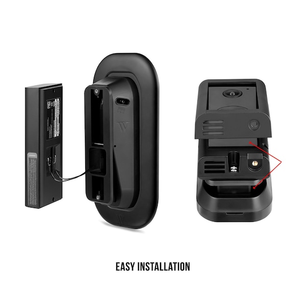 Wasserstein Doorbell Vertical Adj. Angle Mount, and Wall Plate, 0 Deg to 10 Deg, for Ring Video Doorbell Wired - RingDBBatVerWdg+WlPltBlkUS