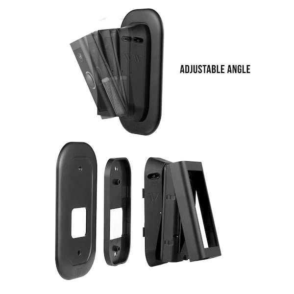 Wasserstein Doorbell Vertical Adj. Angle Mount, and Wall Plate, 0 Deg to 10 Deg, for Ring Video Doorbell Wired - RingDBBatVerWdg+WlPltBlkUS