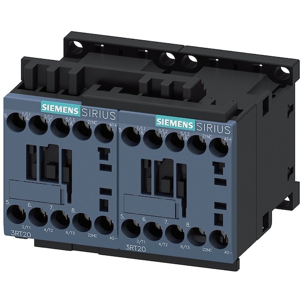 Contactor magnético IEC de Siemens, 3 polos, 24 V CC, 9 A, Inversión: Sí - 3RA23168XB301BB4