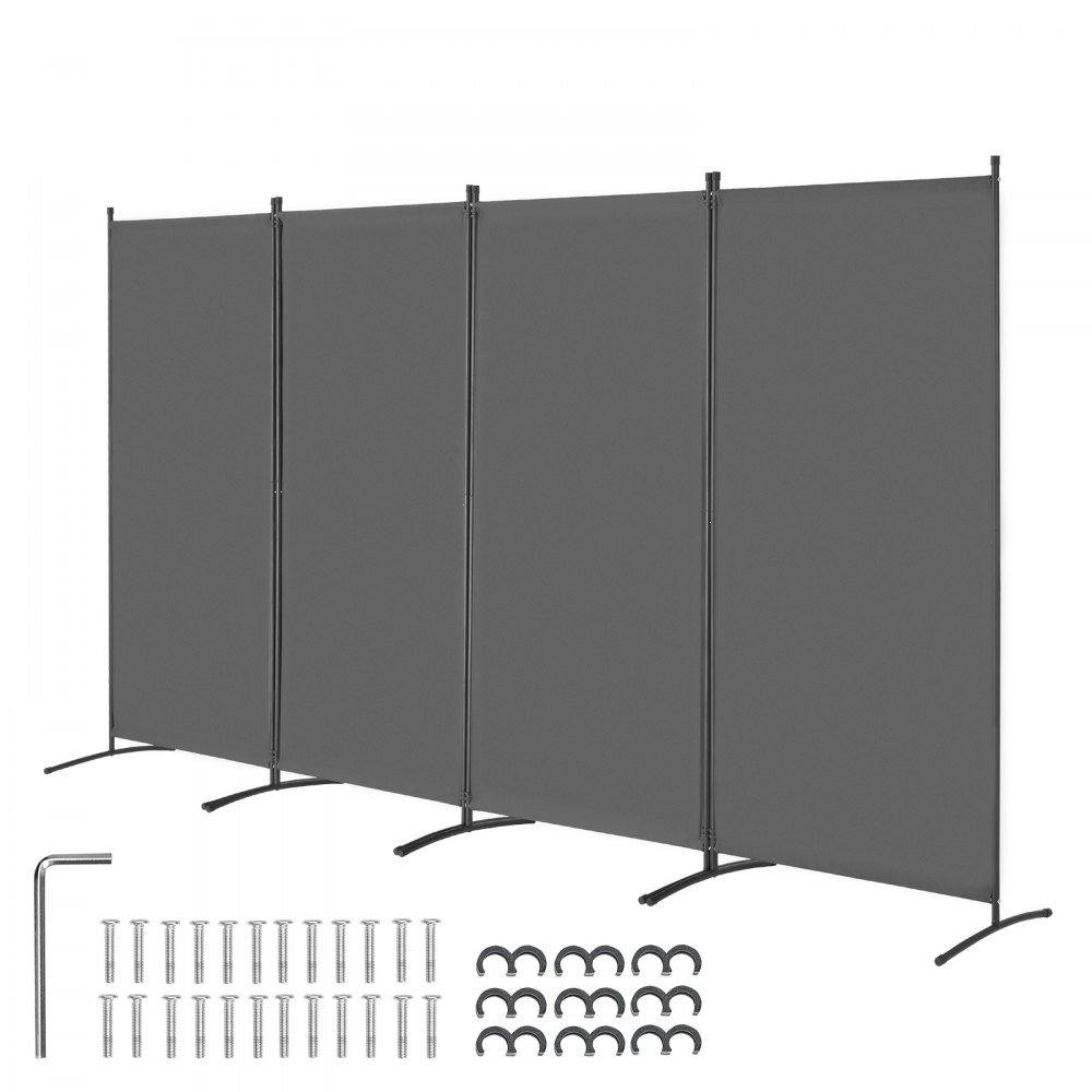 Room Divider 4 Panels Fabric Room Privacy Screen for Office Bedroom Grey - BLFWFGQ4MB34GAOCTV0