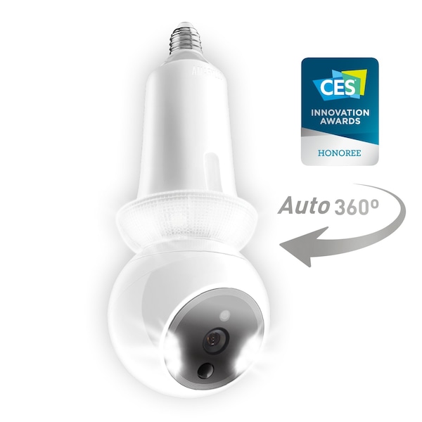 Amaryllo Zeus Biometric Auto Tracking Indoor E26 Light Bulb Wi-Fi Security Camera - ACR1501R23WHE26C1
