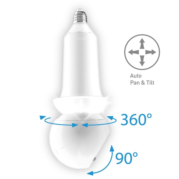 Amaryllo Zeus Biometric Auto Tracking Indoor E26 Light Bulb Wi-Fi Security Camera - ACR1501R23WHE26C1