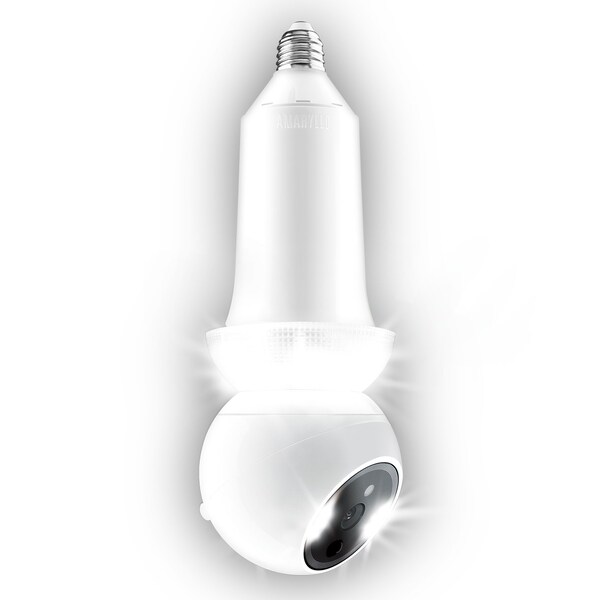 Amaryllo Zeus Biometric Auto Tracking Indoor E26 Light Bulb Wi-Fi Security Camera - ACR1501R23WHE26C1